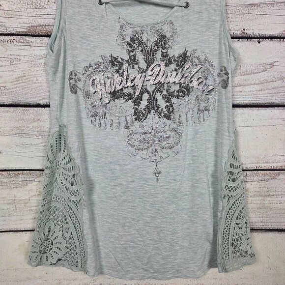 Harley-Davidson Lace Side Tank Top Blue XL - Picture 2 of 6
